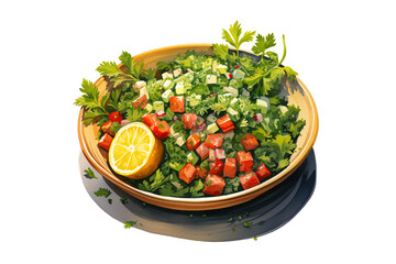 Vector illustration of tabbouleh salad with healthy vegetables for fresh food and Mediterranean meal concept