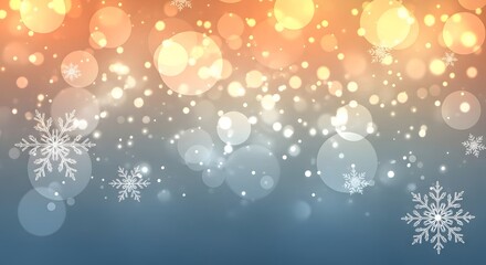 Abstract christmas background with snowflakes and bokeh lights effect