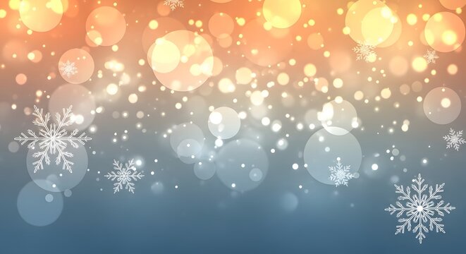Abstract christmas background with snowflakes and bokeh lights effect