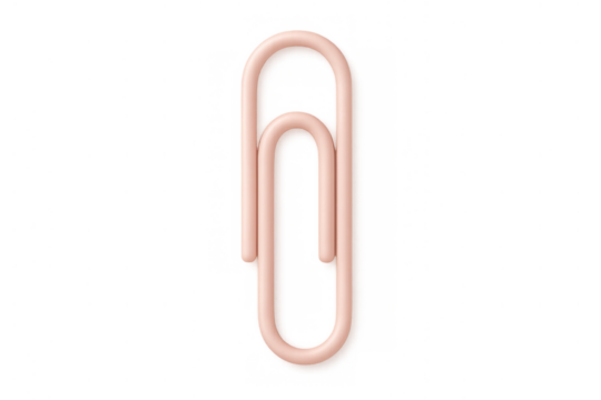 Pink paper clip stationery supply, holding documents together for office organization and administrative tasks, 3d rendering