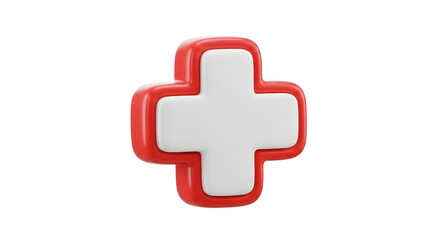 Fototapeta premium White Cross Sign with Red Border on Clean White Background
