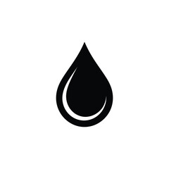 Black Water Droplet Icon Symbol on a White Background, Illustration
