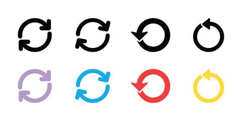 Obraz premium Colorful Arrow Circle Icons Refresh, Reload, and Loop Graphics Collection