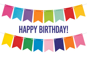 Birthday bunting party celebration festive greeting card isolated on transparent background