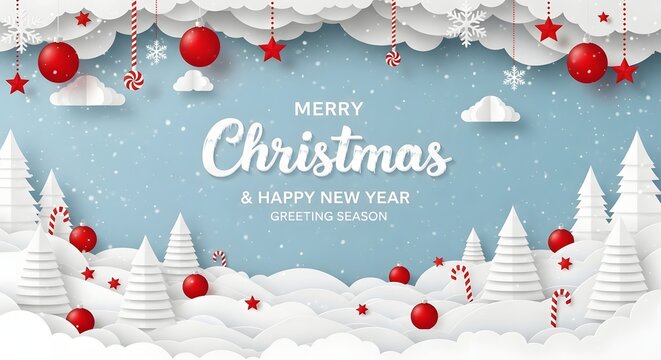 Merry christmas and happy new year greeting season illustration