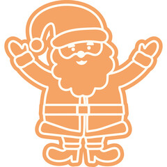 Gingerbread Santa Claus Icon with Transparent Background and White Outline Festive Christmas Character in Orange Silhouette Style for Holiday Celebrations