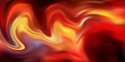 Abstract red and gold flowing lines background with smooth curves and glowing light effect.