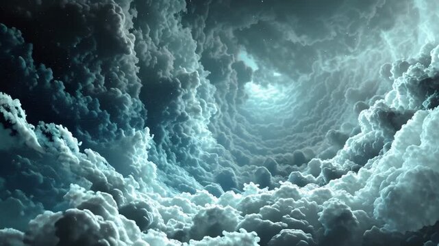 Dramatic swirling storm clouds in a dark sky