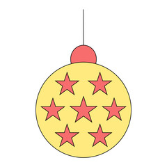 Hanging Christmas bauble with stars. Minimal Outline icon.