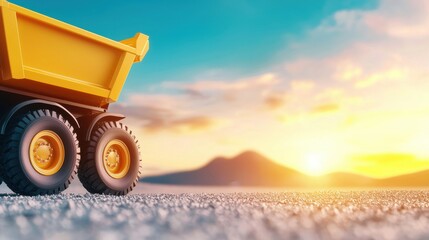 Naklejka premium Trailer A trailer filled with equipment parked at a construction site, ready for unloading.