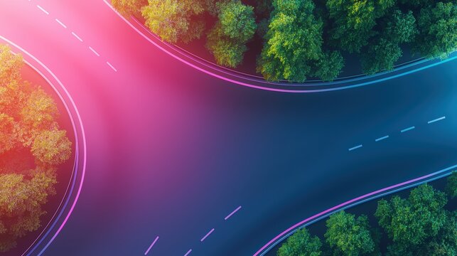 Infrastructure A bustling highway interchange with multiple lanes and traffic flowing smoothly.