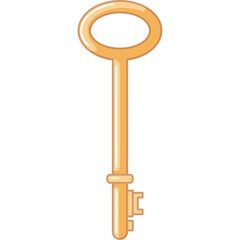 Golden Antique Key with Ornate Bow and Intricate Bit on a Transparent Background