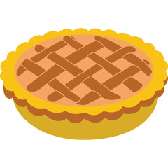 Golden Baked Apple Pie With Lattice Top and Fluted Crust on Transparent Background