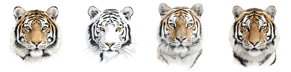 Fototapeta premium Tiger Portrait Collection: Wildlife Art and Illustration