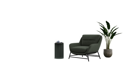 Fototapeta premium 3D Render a chair and a table with a plant in it