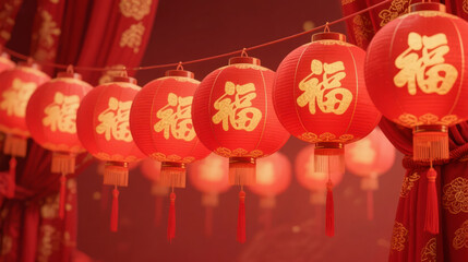 Mid-Autumn Festival National Day Red Blessing Lantern Festive Festival Background