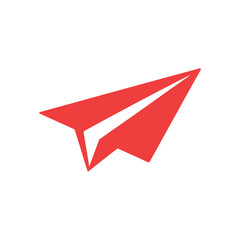Minimalist Red Paper Airplane Icon on White Background Business and Startups