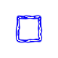 Abstract blue doublelined wavy square graphic with glowing edges, isolated on transparent background
