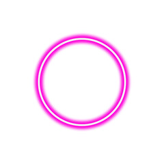 Glowing pink neon circle ring with soft inner and outer glow effects isolated on transparent background