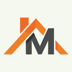 A modern logo design featuring the letters M and A, incorporated with a house roof illustration, perfect for real estate businesses.
