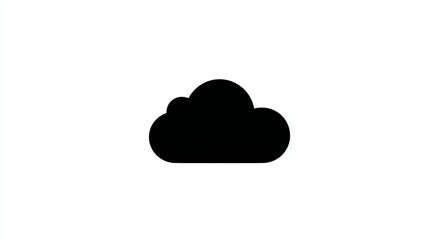 Solid black cloud icon on a clean white background, perfect for tech and weather concepts