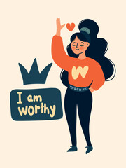 vector illustration i am worthy motivational poster