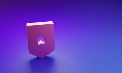 Pink Chevron icon isolated on purple-blue background. Military badge sign. Minimalism concept. 3D render illustration