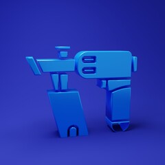 Blue Nail gun icon isolated on blue background. Minimalism concept. 3D render illustration