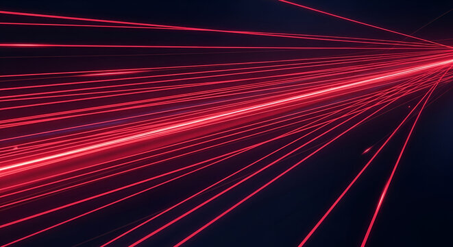 Abstract red light trails against a dark background, dynamic motion and energy