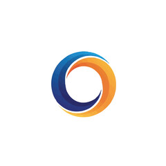 A modern logo design features a vibrant blue and orange gradient, creating a dynamic and visually appealing circular shape on a clean white background.