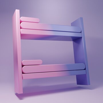Purple Bunk bed icon isolated on purple background. Minimalism concept. 3D render illustration