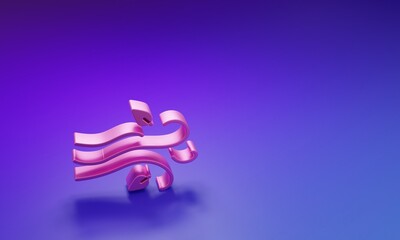 Pink Wind icon isolated on purple-blue background. Windy weather. Minimalism concept. 3D render illustration