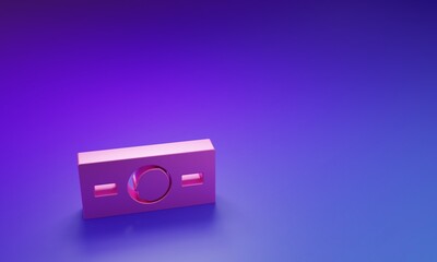 Fototapeta premium Pink Paper money cash icon isolated on purple-blue background. Money banknotes stacks. Bill currency. Minimalism concept. 3D render illustration