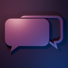 Purple Chat icon isolated on purple-blue background. Speech bubbles symbol. Minimalism concept. 3D render illustration