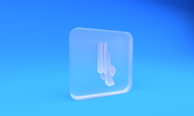 Frosted glass Shotgun icon isolated on blue background. Hunting gun. Square frosted glass button. 3D render illustration