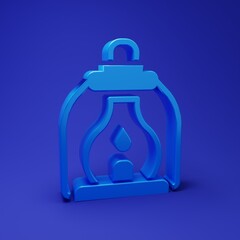 Blue Camping lantern icon isolated on blue background. Minimalism concept. 3D render illustration