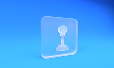 Frosted glass Gear shifter icon isolated on blue background. Manual transmission icon. Square frosted glass button. 3D render illustration