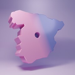 Purple Map of Spain icon isolated on purple background. Minimalism concept. 3D render illustration