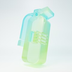 Frosted glass Fire extinguisher icon isolated on white background. Minimalism concept. 3D render illustration