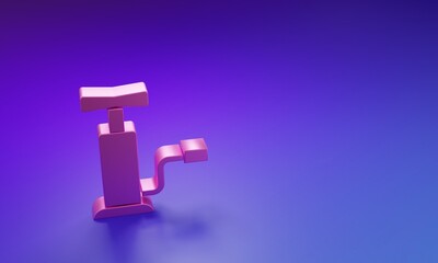 Pink Car air pump icon isolated on purple-blue background. Minimalism concept. 3D render illustration
