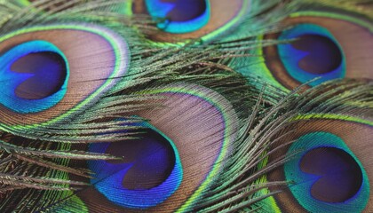 Fototapeta premium Close up Detailed Peacock Feather Pattern with Vibrant Color Combination
