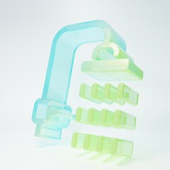 Frosted glass Shower head with water drops flowing icon isolated on white background. Minimalism concept. 3D render illustration
