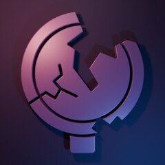 Purple Road traffic sign. Signpost icon isolated on purple-blue background. Pointer symbol. Isolated street information sign. Direction sign. Minimalism concept. 3D render illustration