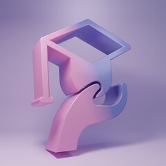 Purple Education grant icon isolated on purple background. Tuition fee, financial education, budget fund, scholarship program, graduation hat. Minimalism concept. 3D render illustration