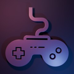 Purple Gamepad icon isolated on purple-blue background. Game controller. Minimalism concept. 3D render illustration