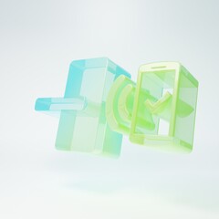 Frosted glass Digital door lock with wireless technology for unlock icon isolated on white background. Door handle sign. Security smart home. Minimalism concept. 3D render illustration