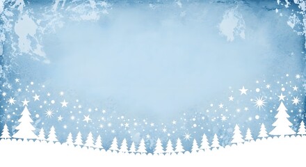 Winter background with christmas trees and snow isolated on white background