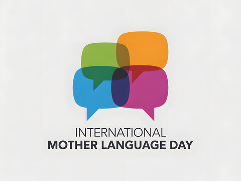 international mother language day with colorful speech bubbles and minimalist design