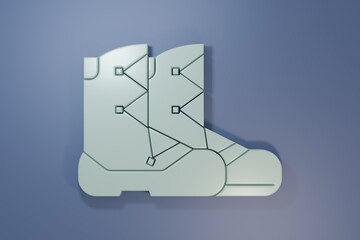 Grey Boots icon isolated on purple-blue background. Minimalism concept. 3D render illustration