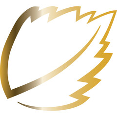 Golden leaf silhouette with transparent background elegant botanical illustration natural element symbolic representation of growth and freshness clean design isolated on white